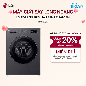[Chỉ giao Miền Bắc/Nam] Máy giặt sấy lồng ngang LG AI DD Inverter 9kg màu đen FB1209D5M - Hàng Chính Hãng