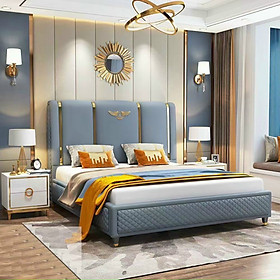 Mua Giường ngủ Tundo hiện đại bọc da cao cấp phối kim loại