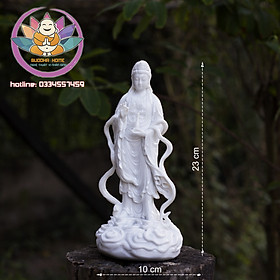 Tượng Mẹ Quan Âm cao 23 cm màu trắng sứ trang trí nội thất nhà cửa- phong thủy- thờ cúng