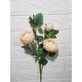 Hoa hồng lụa loại đẹp cành 2 bông 2 nụ dài 75cm