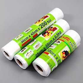 Combo 3 cuộn TÚI ĐỰNG THỰC PHẨM tự phân hủy sinh học 0,8kg ( 3 kích thước tiện lợi)
