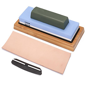 1000#/6000# Grit Premium Whetstone Cut Sharpening Stone Set Sharpener for All Blade Non Slip Base Cutter Sharpener