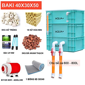 Bộ lọc Bể Cá 600-800L: Thùng Baki 3 Tầng, Bơm Baoyu 50W, Đèn UV9W, Đầy Đủ Vật Liệu Lọc Cao Cấp ( B)