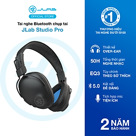 Tai nghe Bluetooth chụp tai TWS Jlab Studio Pro màu đen foam Over-ear thời gian nghe 50H bluetooth 5.0 âm thanh EQ3 - Hàng chính hãng