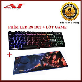 Bàn phím game giả cơ R8 1822 có đèn led 7 màu + Tặng Lót Chuột Game Lớn 30cmx70cmx3mm