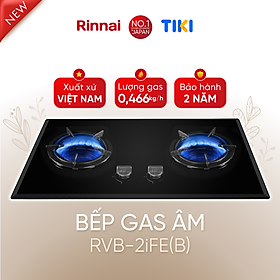 Mua  SP MỚI 2024  Bếp gas âm đầu đốt trong Rinnai RVB-2iFC(B) kích thước lắp đặt linh hoạt  kiềng gang - Hàng chính hãng