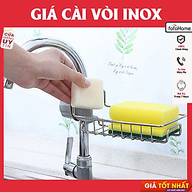 Giá Inox Cài Vòi Rửa Bát - Giá Inox Treo Vòi Đựng Giẻ Rửa Bát Chén Đa Năng Kệ Treo Inox 304 Gọn Gàng Tiện Dụng