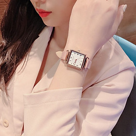 Đồng hồ nữ julius hàn quốc ja-1266 mặt vuông dây da cổ điển