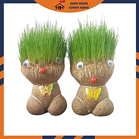 Mua Búp bê đầu cỏ mọc tóc dễ thương trồng cây cỏ trang trí phòng học bàn làm việc tạo sự may mắn