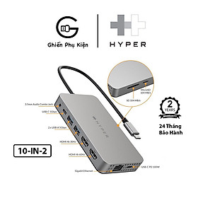 Mua Hub HyperDrive HDM1H 10IN1 2 Màn Hính 4K HDMI Cổng Chuyển Đổi Type C Dành Cho Macbook M1/M2/Windows/PC/Chromebook - Hàng Chính Hãng