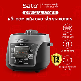 Nồi cơm điện cao tần Sato ST-18CT015 màu đen xám 1.8L , nồi cơm áp suất cao đa năng nấu các loại gạo, nấu cháo, súp, hâm nóng, làm bánh, nồi cơm chống dính cao cấp, công nghệ cao tần Nhật Bản - Miễn phí vận chuyển toàn quốc - Hàng chính hãng