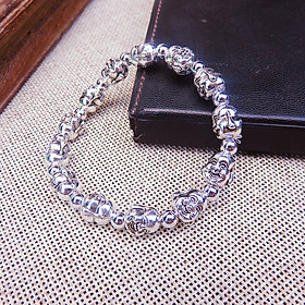 Vòng tay, lắc tay bạc, Phật Diện, Kiểu Cổ, phong cách phật giáo, kèm hộp đựng lót nhung