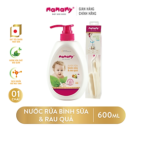 Nước rửa, cọ bình sữa và nước rửa rau củ Mamamy 600ml