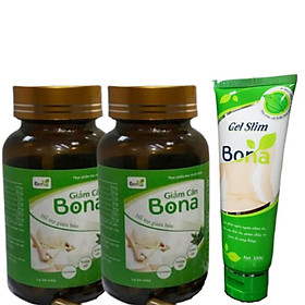 Combo 2 Hộp Thực Phẩm Bảo Vệ Sức Khỏe Viên uống hỗ trợ Giảm Cân Bona, Tặng Kèm Gel Slim Bona - Hỗ Trợ Kiểm Soát Cân Nặng An Toàn, Hiệu Quả