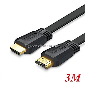 Cáp HDMI 2.0 dẹt dài 3m hỗ trợ 4K@60MHz chính hãng Ugreen 50820 cao cấp - Hàng chính hãng