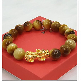 Vòng tay phong thủy đá mắt hổ vàng MU359 Tỳ hưu vàng-10MM