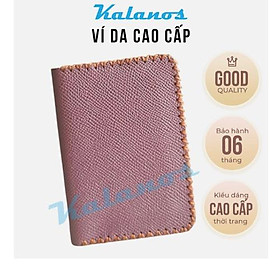 Ví nữ mini nhỏ may tay da bò cao cấp Kalanos KBNU500 -Tim tặng kèm hộp sang trọng, ví nữ ngắn đẹp đựng tiền thẻ màu tím