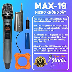 Micro không dây MAX 19 hát karaoke gia đình, party ,hát live stream fb, kết nối loa kéo- âm thanh trung thực
