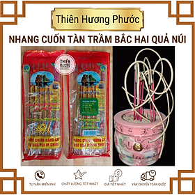 Nhang trầm Bắc cuốn tàn Hai Quả Núi 40cm gói 10 thẻ 320 cây mùi thơm êm dịu,ít khói