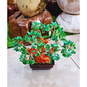 Mua Cây Tài Lộc đá mắt mèo màu xanh lá đậm size 16cm