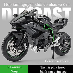 Mô hình xe mô tô Kawasaki Ninja H2R bằng hợp kim nguyên khối có nhạc và đèn tỷ lệ 1:12