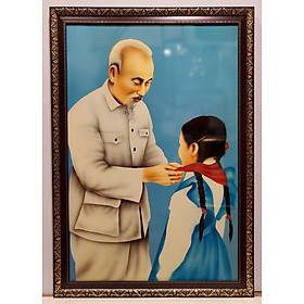 Mua Tranh sơn mài- Bác Hồ quàng khăn đỏ cho học sinh