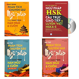 Combo 4 sách: Giáo trình phân tích chuyên sâu Ngữ Pháp theo Giáo trình Hán ngữ 6 cuốn + Bài tập tập 1 (Hán 1-2-3-4) + Bài tập tập 2 (Hán 5-6) và Bài Tập Củng Cố Ngữ Pháp HSK – Cấu Trúc Giao Tiếp & Luyện Viết HSK 4-5 Kèm Đáp Án+ DVD tài liệu