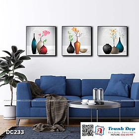 Bộ 3 tranh canvas treo tường Decor Bình hoa nghệ thuật - DC233