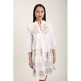 Đầm Boho Đính Hạt Cotton Trắng Isla Bonita