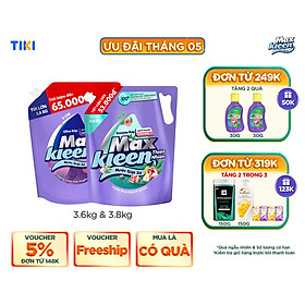 Combo Túi Nước Giặt Xả MaxKleen Thiên Nhiên 3.6kg  Túi Huyền Diệu 3.8kg