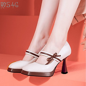 Giày cao gót nữ đẹp bít mũi 7 phân hàng hiệu rosata hai màu đen trắng ro546