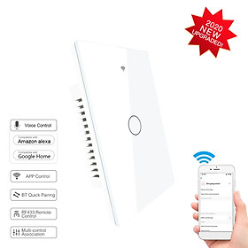 Công tắc cảm ứng thông minh Wi-Fi điều khiển bằng app-Màu trắng-Size US & 1 băng đảng