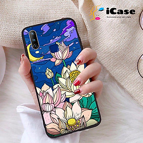 Ốp lưng iCase dành cho Vivo U10 chất liệu viền dẻo lưng cứng nhám TPU có hai lỗ xỏ dây đeo in nổi 4D hình bộ sưu tập Sen 10