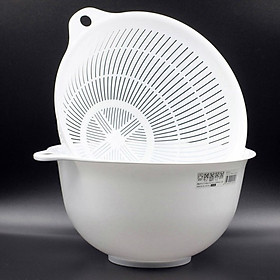 Mua 2 bộ chậu rửa và rổ nhựa 1 5L ( màu trắng ) - Hàng nội địa Nhật