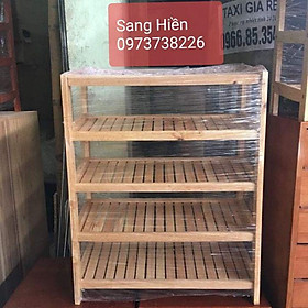 Kệ để dép rộng 80cm bằng gỗ cao su tự nhiên