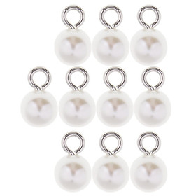 2-6pack 10pcs Plastic Round Faux Pearl Charms Pendants DIY Jewelry Findings 8mm