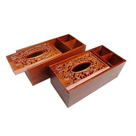 Mua Hộp đựng khăn giấy 3 ngăn bằng gỗ hương ta đỏ cao cấp