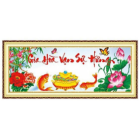 TRANH THÊU CHỮ THẬP GIA HÒA VẠN SỰ HƯNG 99x42CM - TỰ THÊU