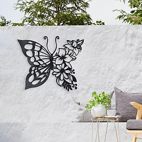Metal Butterflies Wall Art Hanging 3D Silhouette Ornaments Sculptures Wrought Iron Carving for Office Garden Bathroom Patio Decoration