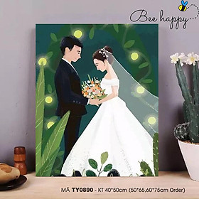 Mua Tranh tô màu theo số sơn dầu số hóa Sondausohoavn Tranh tình yêu váy cưới hôn lễ mã TY0890