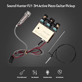 Sound Hunter Guitar Pickup Acoustic Guitar Onboard Active Piezo Pick Up EQ Equalizer Dual Source Preamp System with Mic