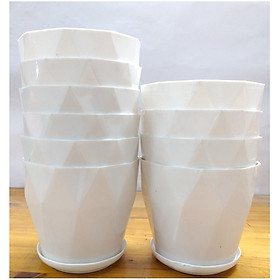 10 Chậu Nhựa Tròn Cạnh 155x130 Có Kèm Đĩa Lót