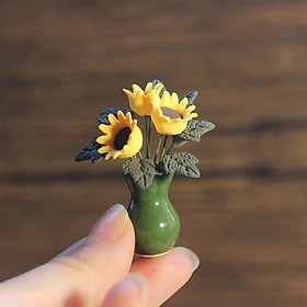 1:12 Scale Dollhouse Sunflowes Flowerpot Pretend Play Dollhouse Miniature Flowers for Dollhouse Accessories Diorama Gift Decoration