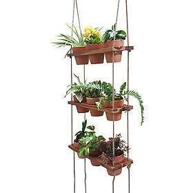 Kệ gỗ treo 3 tầng 9 chậu gốm Kute Nest