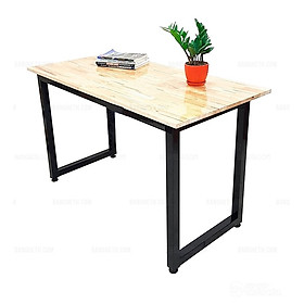 Mua Bàn Chân Sắt Vuông Chữ U  Mặt Gỗ Cao Su Hình Chữ Nhật 60x120cm Chống Nước  Bàn Ăn  Làm Việc  Học Sinh  Văn Phòng