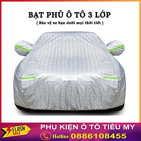 Bạt Trùm Che Phủ ô tô 3 lớp tráng Nhôm Chống Xước, Chống Nắng, Chống Mưa - Hàng loại dầy cao cấp - YXXL:7 Chỗ to