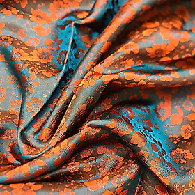 Vải Lụa Tơ Tằm Palacesilk hoa cải màu cam may áo dài, dệt thủ công, khổ rộng 90cm, mềm mượt & thoáng mát