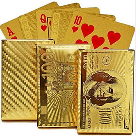 Bộ Bài Tây Mạ Bạc Hình dolar euro - Mạ Vàng 24K Cao Cấp - Bộ Bài 52 Lá Poker - Đẹp Ảo Thuật