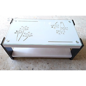 Bàn trà, bàn sofa  mặt kính cường lực in hoa văn tin tế cao cấp hiện đại - BT006