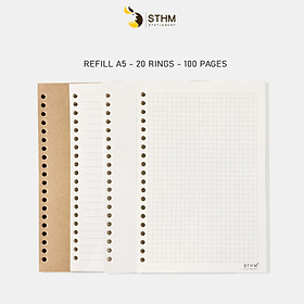 [STHM Stationery] - Ruột giấy refill A5 - 20 lỗ - 50 tờ giấy kem 100gsm